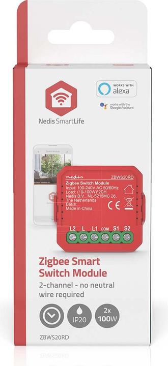 Productafbeelding Nedis SmartLife Power Switch | Zigbee 3.0 | 2x100 W | Klemverbinding | App beschikbaar voor: Androi