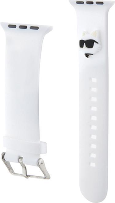 Produktbild Karl Lagerfeld Pasek KLAWMSLCNH Apple Watch 38/40/41mm biały/white strap 3D Rubber Choupette Heads (Silikon, Stahl)