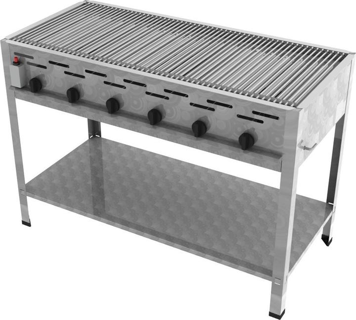 Actual product image ChattenGlut 6-burner gas roaster with individual stainless steel rods as grates (27 kW)