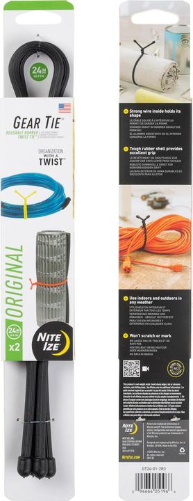 Image du produit Nite Ize Gear Tie 24"/noir NOUVEAU (Serre-câbles en plastique, 610 mm, 2 pcs)