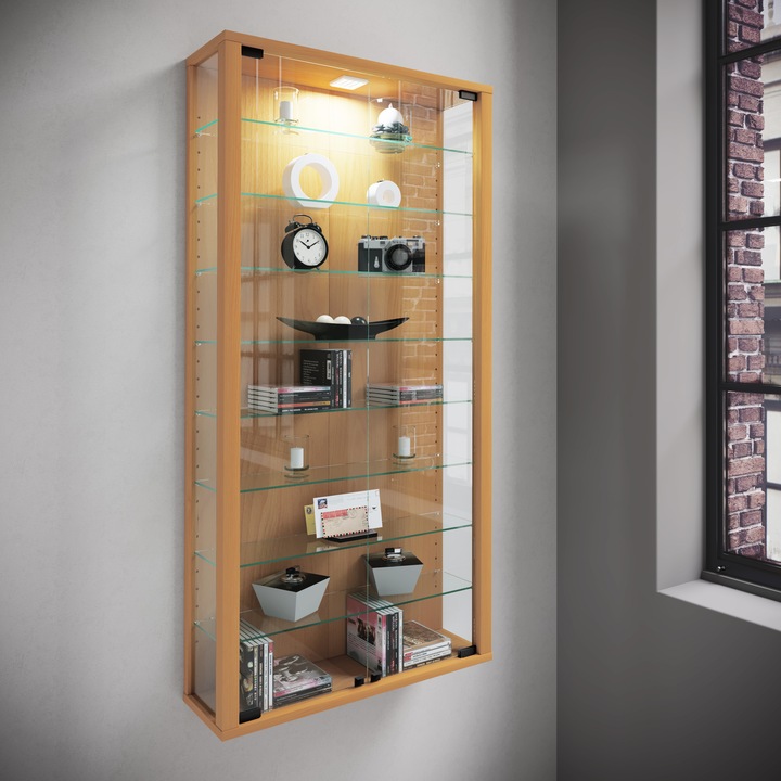 Produktbild VCM Sammel Wandvitrine Holz Glas Vitrosa Maxi (59 x 18 x 114 cm)