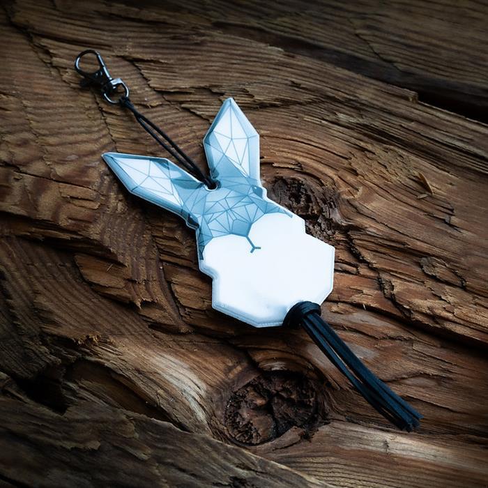 Thumbnail - Softreflector, Schlüsselanhänger, Hase, Weiss, Silber