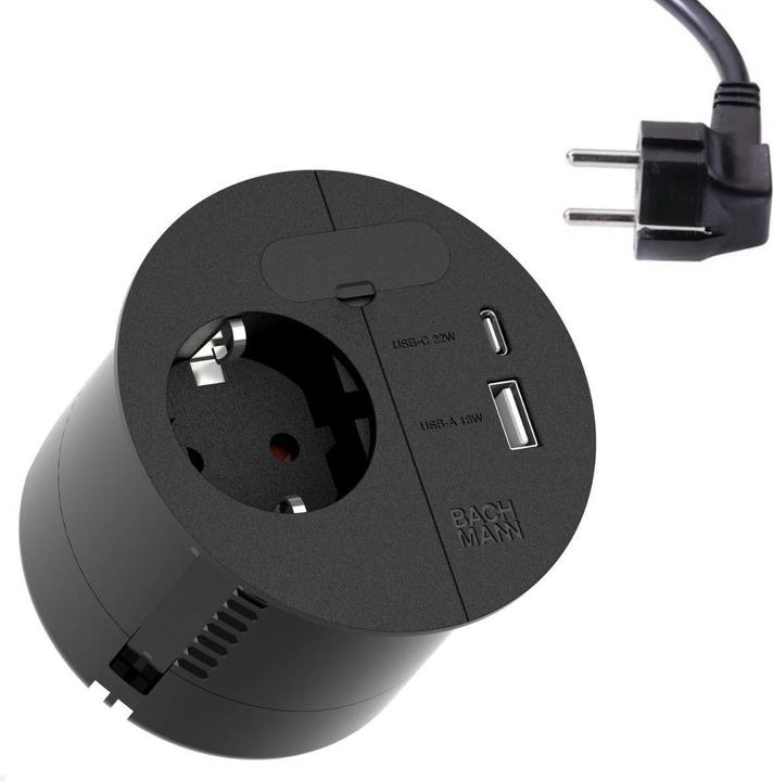 Actual product image Bachmann 938.201 LOOP IN CHARGE 1xCEE7/3 (3x, CEE 7/3, Type 15, Type 26, USB-A, USB-C, 2 m)