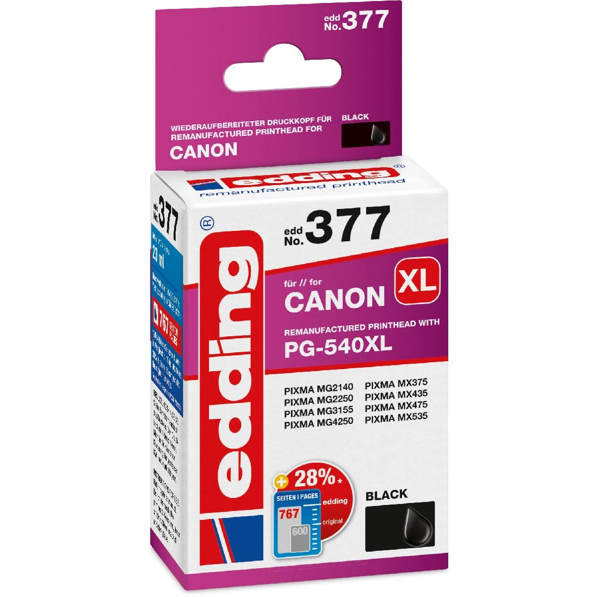 Edding, Druckerpatrone, Tintenpatrone Druckerpatrone ersetzt PG 540XL Schwarz (BK)
