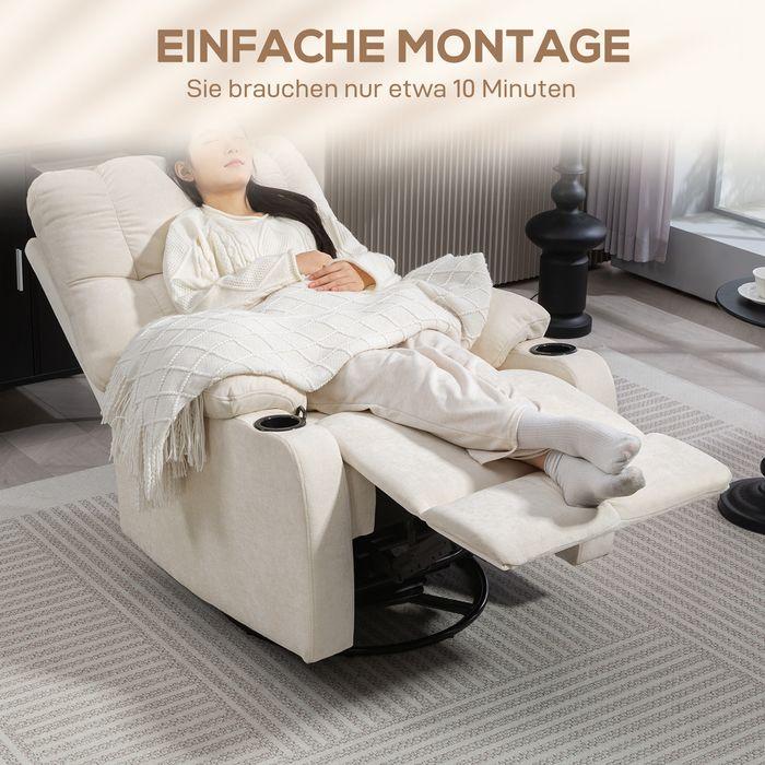 Image du produit Swisshandel24 Relaxsessel Drehbar Fernsehsessel mit Liegefunktion, Schaukelfunktion Beige