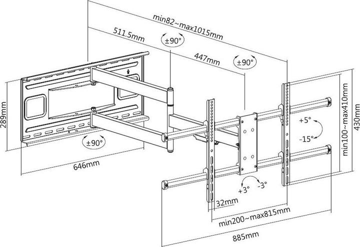 Productafbeelding equip Muurbevestiging Flatscreen 43"-80" Kantelen/Draaien (Muur, 80", 50 kg)