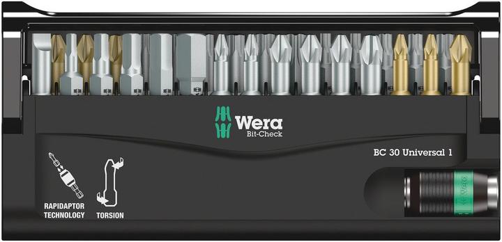 Productafbeelding Wera Bit-Check 30 Universeel 1 (Inbus, Kruis Pozidriv PZ, Schroefgleuf, Vierkant stopcontact, Zeskantbus TX)