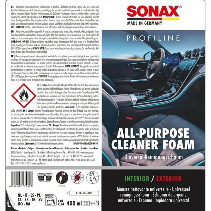 Actual product image Sonax Universal cleaning foam All-Purpose-Cleaner-Foam PROFILINE 400 ml spray can (400 ml)
