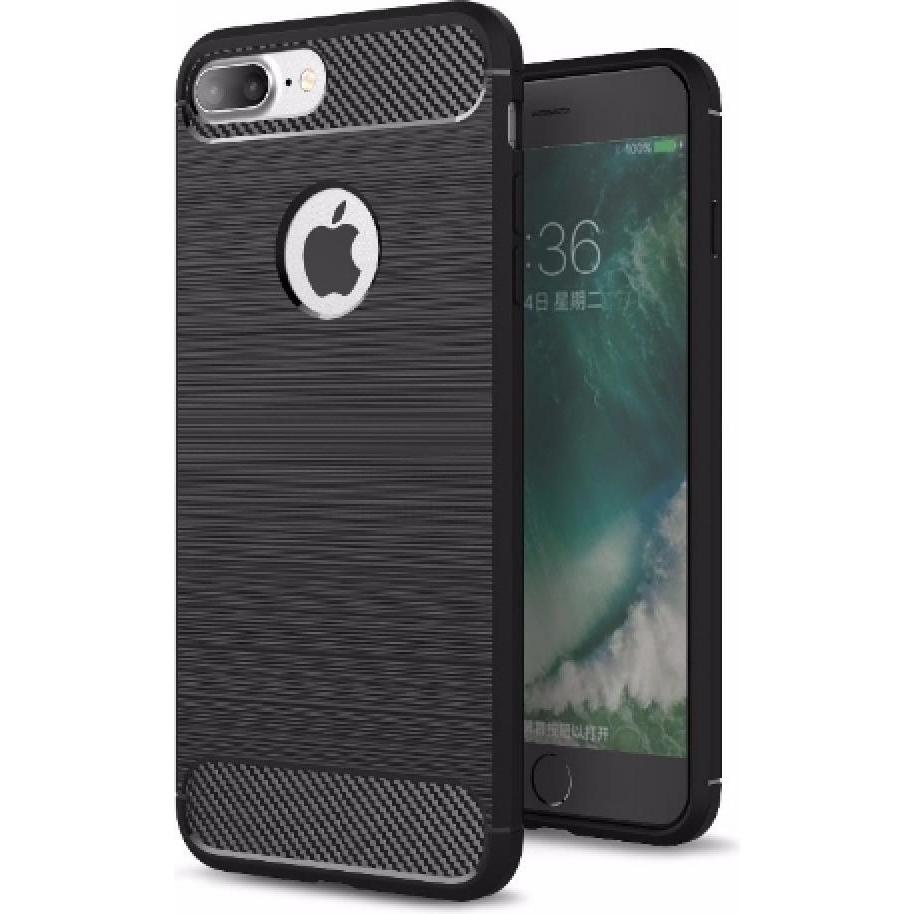 Screenguard Apple iPhone 7 Plus Hülle Carbon Brushed Soft TPU (Apple iPhone 7 Plus), Smartphone Hülle, Schwarz