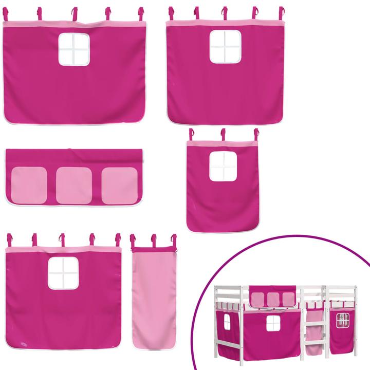 Produktbild VidaXL Kinderhochbett mit Vorhängen Rosa (90 x 200 cm)