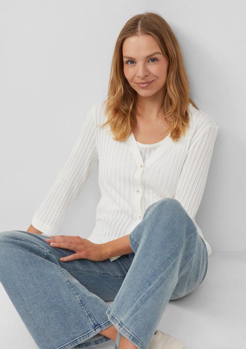 Produktbild s.Oliver T-Shirt Semitransparente Strickjacke aus Ajour-Rippe (44)