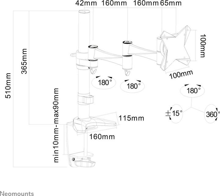 Immagine prodotto Neomounts FPMA-D1330SILVER Supporto da tavolo per monitor (Tavolo, 30", 9 kg)
