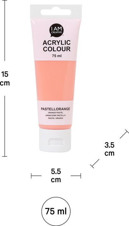 Produktbild I Am Creative Basic Acryl, Acrylfarbe auf Wasserbasis, 75 ml (Pastellorange, 75 ml)