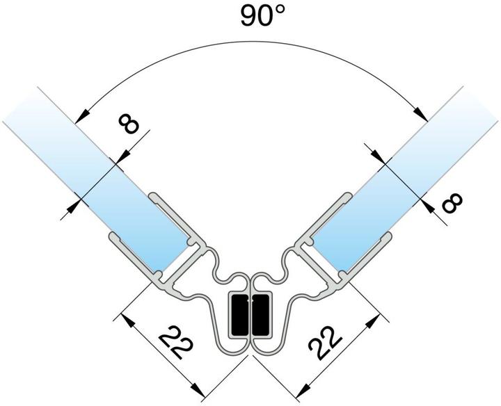 Produktbild Pauli+Sohn Magnetduschtürdichtung flexibel 90-180°