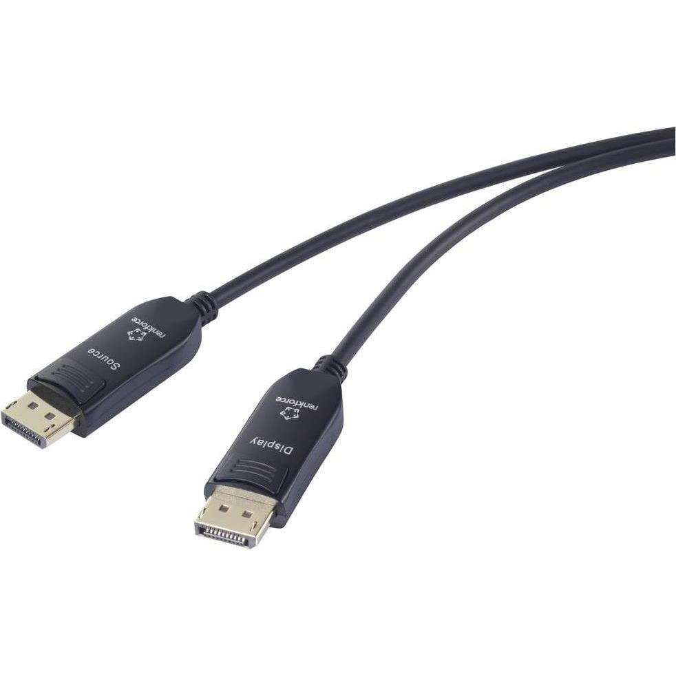 Renkforce Cavo Di Collegamento Fibra Ottica / Displayport Spina Displayport, Displaypor (20 M), Cavo Video, Nero