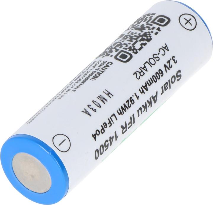 Produktbild Solar Akku IFR 14500 AA, Akku mit Kopf ungeschützt (1 Stk., AA, 600 mAh)