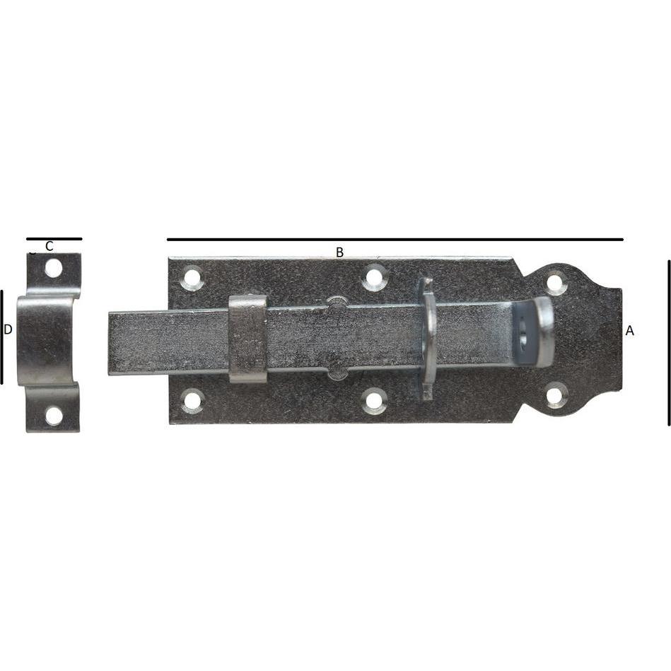 Thumbnail - Dönges, Baubeschläge + Holzverbinder, Schlossriegel mit Schlaufe, 100 mm, Ausführung A (1 Stk.)