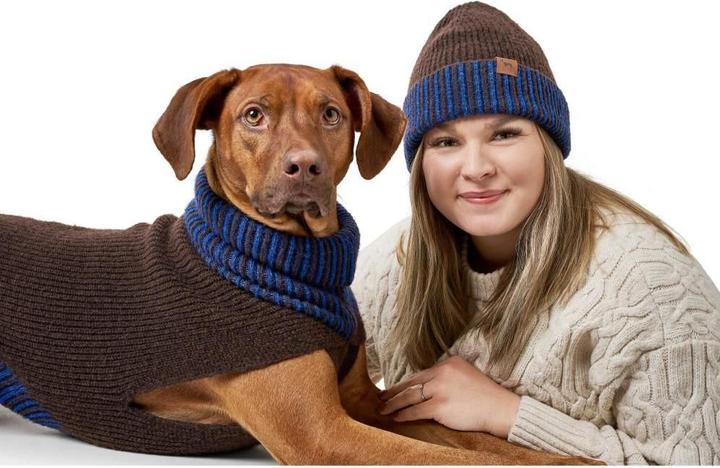 Productafbeelding Hunter Dogcoat Odense 40 + muts, beige/blauw - (203543) (40, Hondenvacht)