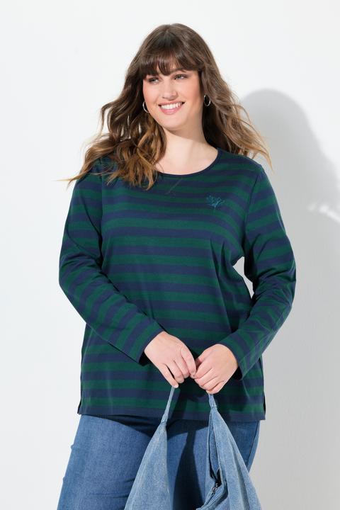 Produktbild Ulla Popken Shirt, Ringel, Rundhals, Langarm (54)