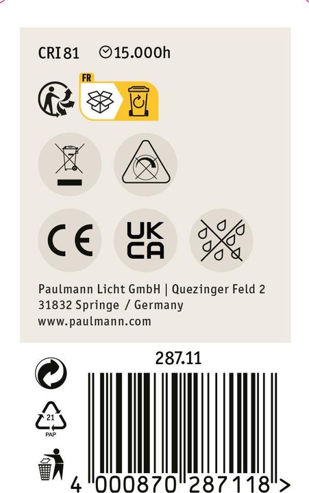 Actual product image Paulmann Drop (E14, 2.60 W, 260 lm, 1 x, F)