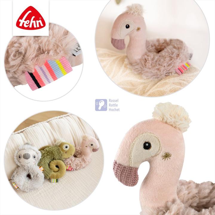 Actual product image Fehn Ring-Greifling Flamingo, Material: Polyester, Plüsch