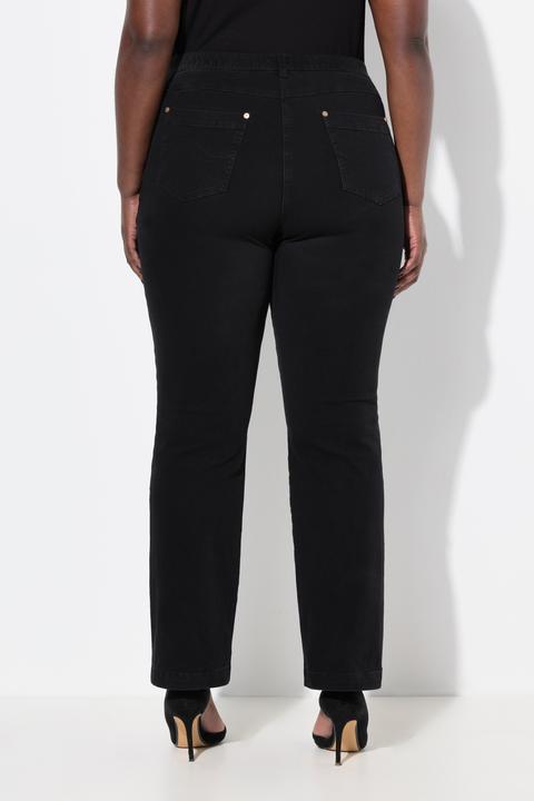 Immagine prodotto Ulla Popken Jeans modello Mandy con black denim, taglio della gamba dritto e cintura elastica (27)