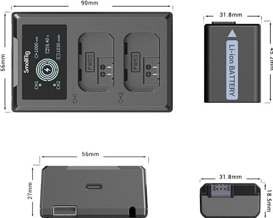 Actual product image SmallRig NP-FW50 Kit 3818 (Camera battery charger, Camera battery)