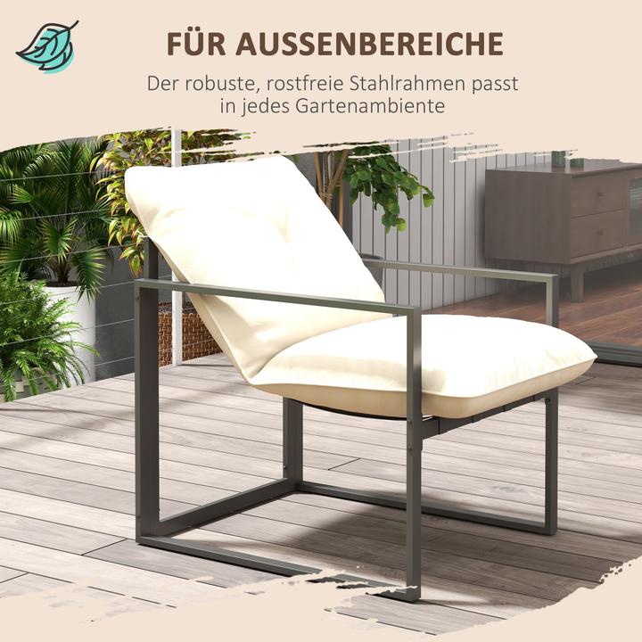 Produktbild Outsunny Gartenmöbel-Set Stahl, Polyester Grau+Beige