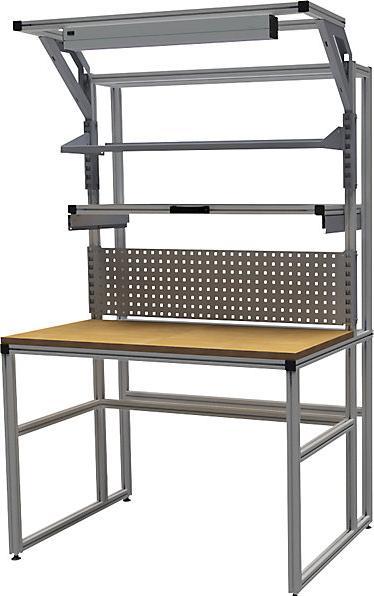 Actual product image Bedrunka & hirth workalu® aluminium workbench with system structure, one-sided (125 cm, 60 cm)