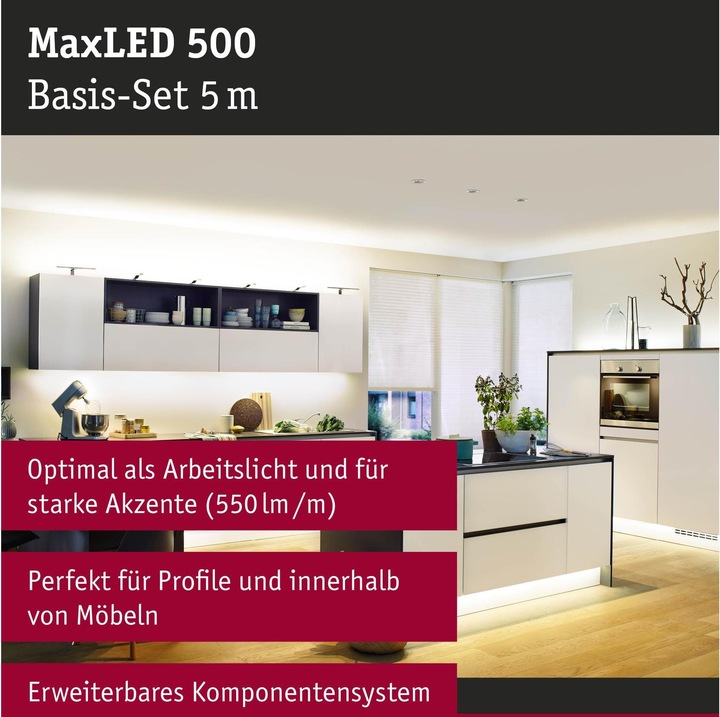 Immagine prodotto Paulmann Set di strisce MaxLED 500 (Bianco caldo, 500 cm, Interno)
