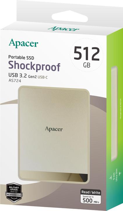 Actual product image Apacer 512 GB Portable SSD USB 3.2 Gen2 AS724 (0.51 TB)