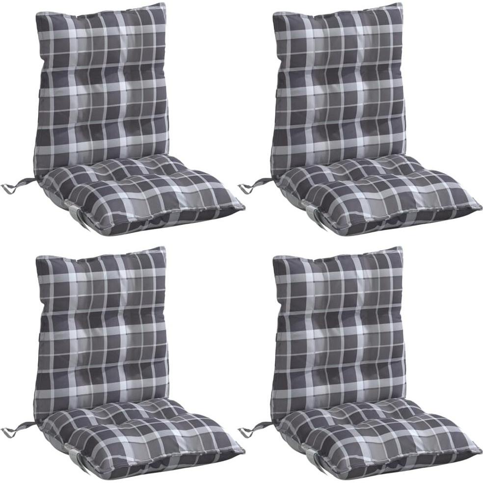 Thumbnail - VidaXL, Sitzkissen, Niedriglehner-Auflagen 4 Stk. Karomuster Oxford-Gewebe (100 x 50 x 7 cm)