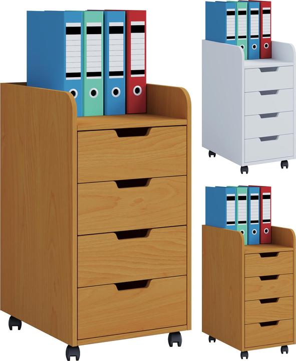 Image du produit VCM Armoire de bureau en bois Caisson à roulettes Konal Mini avec tiroir (33 x 40 cm)