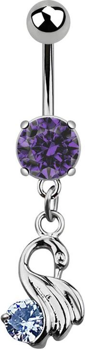 Produktbild Star Piercing Banane silber mit Anhänger Schwan lavendel (Titan G23, ohne Messing)