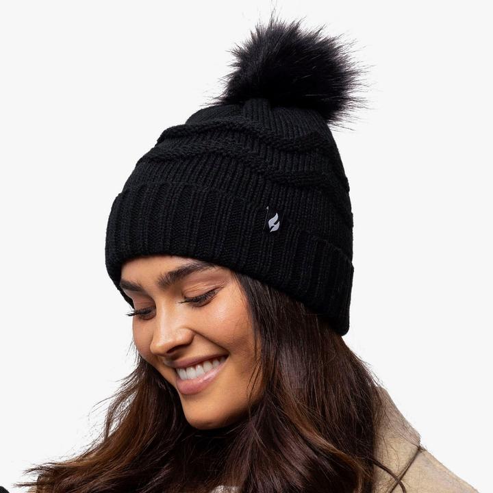 Image du produit Heat Holders Winter Mütze mit Fleecefutter | Warm Bommelmütze Zickzack