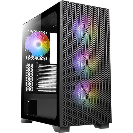 Azza Boitier Moyen Tour ATX Hive M RGB avec panneau vitré (Noir) (ATX, Mini-ITX, mATX), Case PC, Nero
