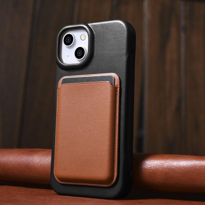 Actual product image iCarer CE Oil Wax Premium Leather Folio Case Leather Case for iPhone 14 Plus Magnetic Flip MagSafe B (Apple iPhone 14 Plus)