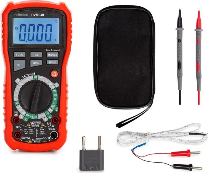 Immagine prodotto Velleman Multimetro digitale industriale robusto a vero RMS - CAT III - 1000 V / CAT IV - 600V - 11 funzioni (CAT IV 600V, CAT III 1000V)