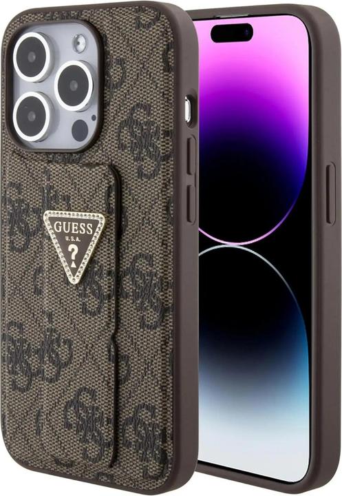 Immagine prodotto Guess GUHCP15LPGS4TDW iPhone 15 Pro 6.1" brązowy/marrone custodia rigida Grip Stand 4G Triangle Strass (Apple iPhone 15 Pro)
