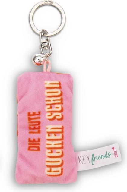 Actual product image Magni NICI Schlüsselanhänger Mini Plüschkissen Die Leute gucken schon mit Glöckchen 8cm