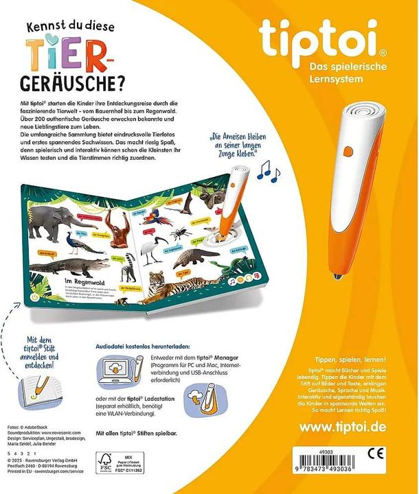 Actual product image Ravensburger tiptoi Kennst du diese Tiergeräusche? (German, 2025)