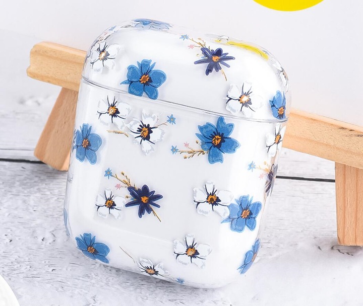 Actual product image PhoneLook Coque transparent fleurs bleues (Headphone sleeve)