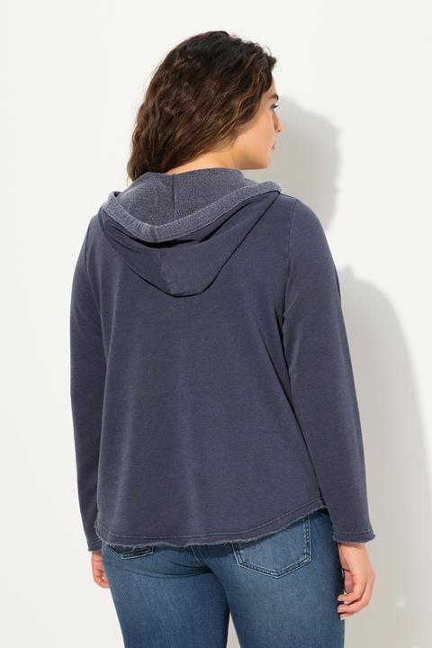 Produktbild Ulla Popken Hoodie, offenkantig, Kapuze, V-Ausschnitt, Langarm (50, 52)