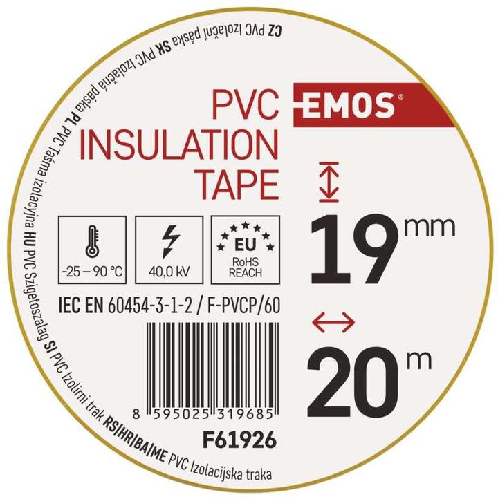 Actual product image Emos Insulating tape PVC 19mm/20m yellow, 10 pcs. (19 mm)