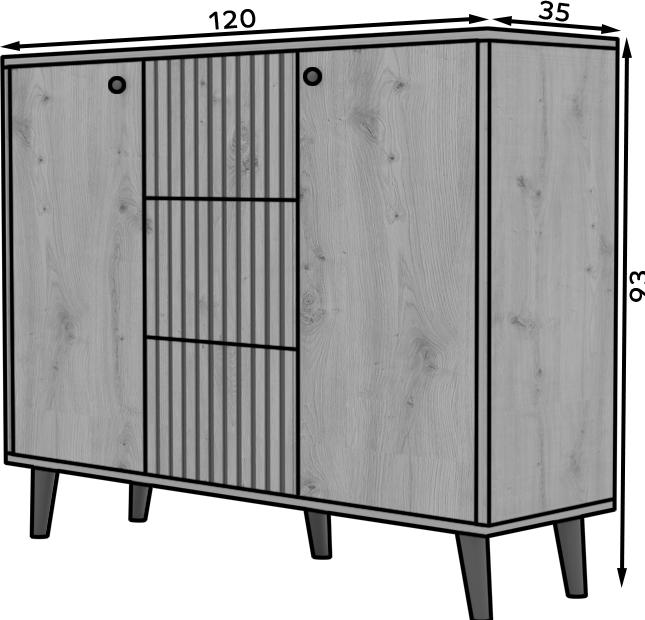 Produktbild ADRK Furniture Kommode IKA (120 x 35 x 93 cm)