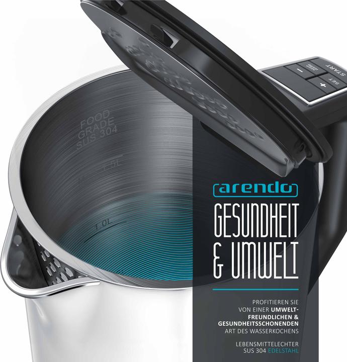 Immagine prodotto Arendo Set per la colazione, bollitore in acciaio inox da 1,5 l con selezione della temperatura e (1.50 l)