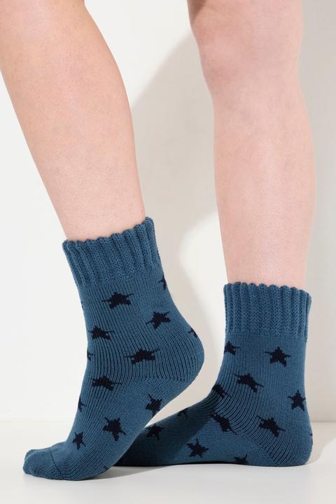 Produktbild Ulla Popken Kuschelsocken, 2er-Pack, Sterne/einfarbig (2er Pack, 50/56)