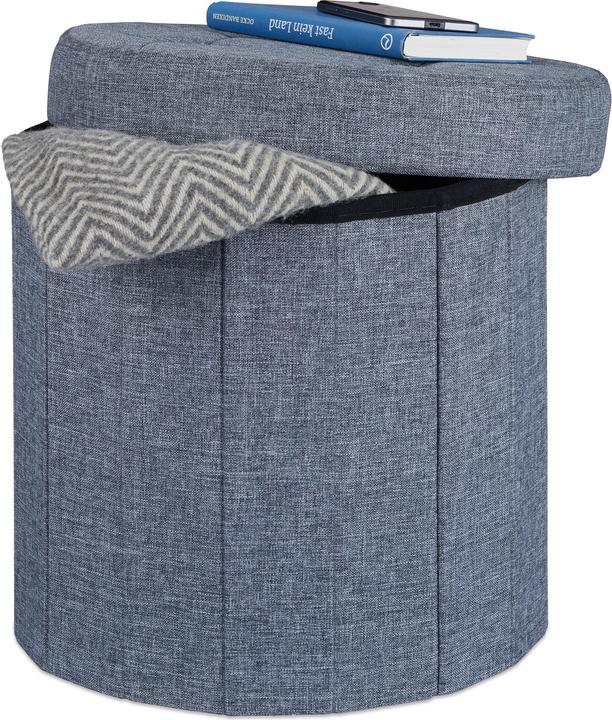 Actual product image Relaxdays Round Storage Ottoman Size M