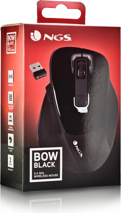 Immagine prodotto NGS Mouse ad arco destro RF ottico senza fili da 1600 DPI (Senza fili)