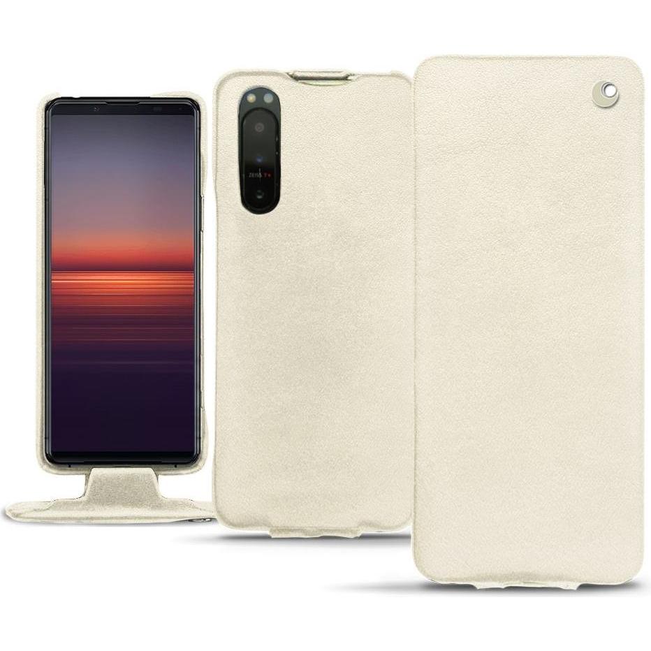 Noreve Lederschutzhülle vertikal (Sony Xperia 5 II), Smartphone Hülle, Weiss